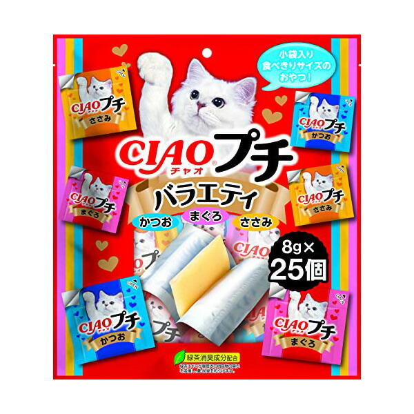 【10個セット】 いなば チャオ プチ バラエティ 8g&times;25個 ゼリー おやつ TSC-156 いなばペットフード CIAO 緑茶消臭成分配合 TSC156 大袋タイプ 猫用ふりかけ キャットフード 猫おやつ エクプラ特選 ペットフード 猫用おやつ ペット用品 まぐろ 安心素材｜ウルマックス 店