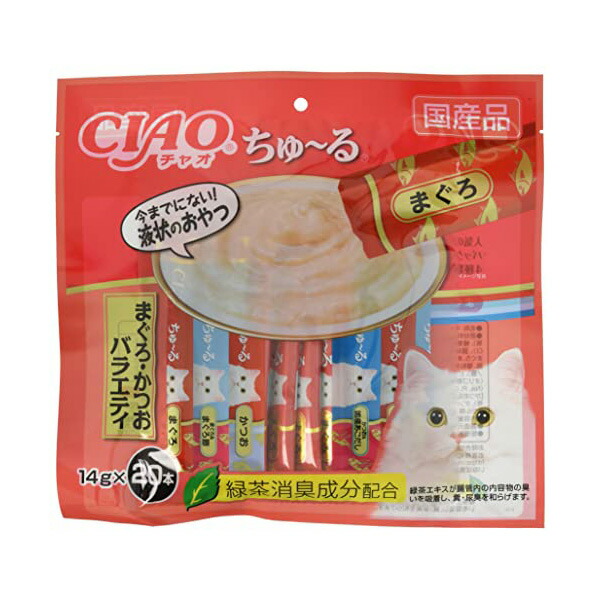 【10個セット】 いなば チャオ ちゅ る 20本入りまぐろ・かつおバラエティ 14g&times;20本 ペースト 国産品 おやつ SC-267 いなばペットフード チュール CIAO 緑茶消臭成分配合 SC267 かつおバラエティ 猫用ふりかけ ちゃおちゅーる キャットフード 猫おやつ 安心素材｜ウルマックス 店