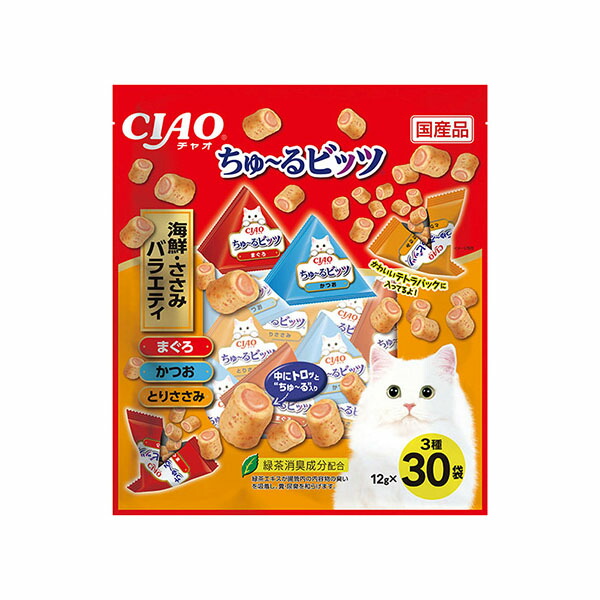 【8個セット】 いなばペットフード CIAO ちゅ~るビッツ 海鮮・ささみバラエティ 12g×30袋入 ささみバラエティ キャットフード ちゅーる エクプラ特選 ちゅーるビッツ 国産フード ペット用品 おやつ スナック 全ステージ バラエティ アソート ごほうび 安心素材