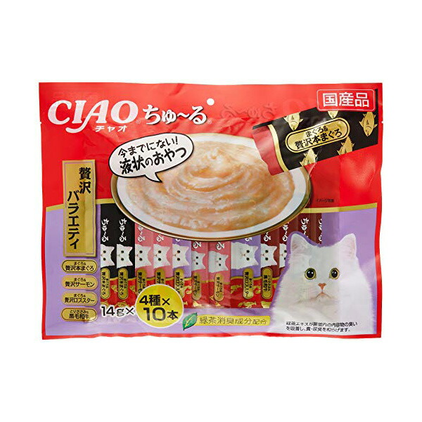【10個セット】 いなば チャオ ちゅ る 40本入り 贅沢バラエティ 14g×40本 ペースト 国産品 おやつ SC-185 いなばペットフード チュール CIAO 緑茶消臭成分配合 SC185 猫用ふりかけ ちゃおちゅーる キャットフード いなば食品 エクプラ特選 安心素材|ウルマックス 店