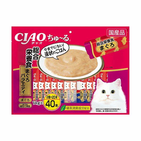 【6個仕掛ける】 いなば愛玩動物ボンネット CIAOちゅーる 組み入れる滋養分食まぐろ多種多様さ14g×40P