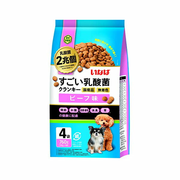 【6個セット】 いなばペットフード いなば すごい乳酸菌クランキー ビーフ味 190g×4袋 安心素材
