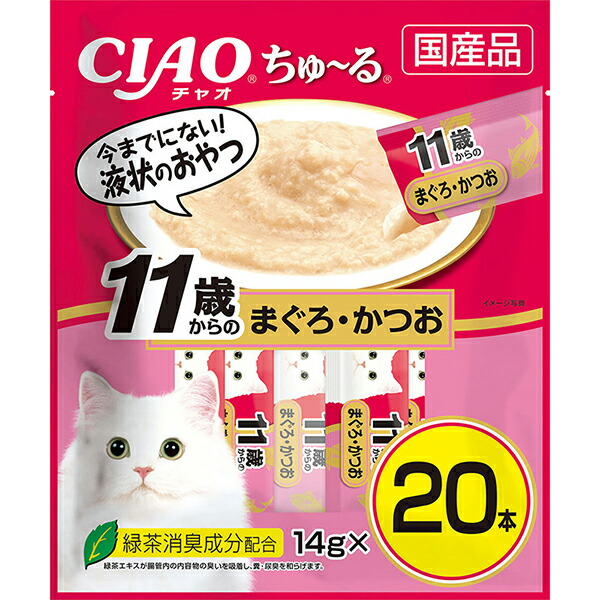 【10個セット】 いなば チャオ ちゅ る 20本 11歳からのまぐろ・かつお 14g&times;20本 ペースト 国産品 おやつ DSC-11 いなばペットフード チュール CIAO 緑茶消臭成分配合 DSC11 猫用ふりかけ チャオちゅーる キャットフード エクプラ特選 ペットフード 安心素材｜ウルマックス 店