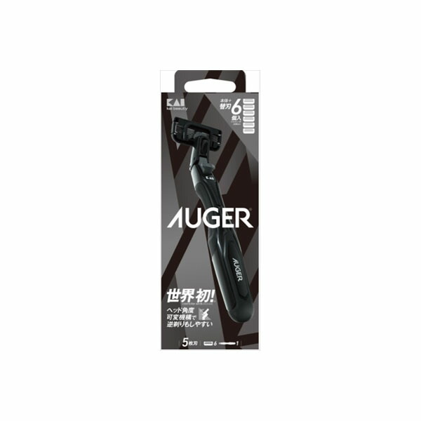 【6個セット】 AUGER コンボパック ホルダー+替刃6個付 貝印 男性用カミソリ オーガー 髭剃り 男性 メンズ 日本製 ボディケア 新生活 ホルダー 貝印カミソリ カミソリ｜ウルマックス 店