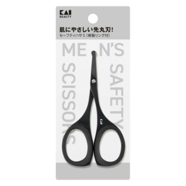 【12個セット】 KQ1838 セーフティハサミ(樹脂リング付)チタンブラック 眉毛 セーフティ ハサミ セーフティハサミ 貝印 樹脂リング付 鼻毛｜ウルマックス 店