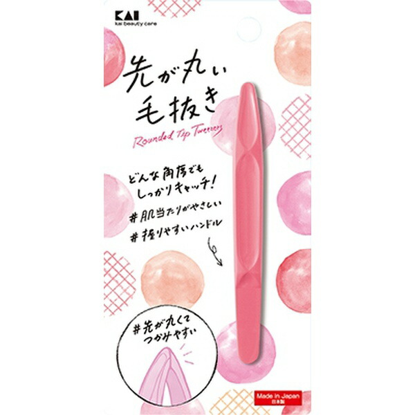 【240個書き割り】 KQ3210先が丸い・円いピンセット(さくら色)