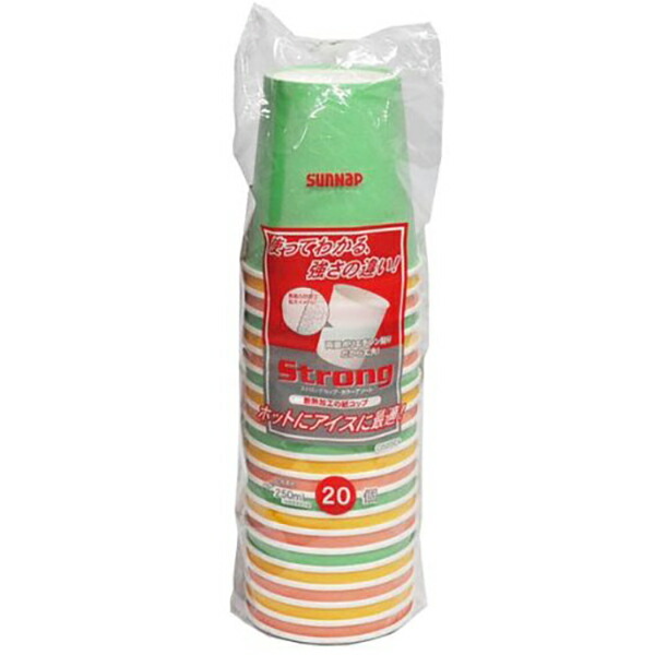 【60個セット】 サンナップ 紙コップ 250ml 20個入 ストロングカラーカップ アソート 断熱加工の紙コップ ストロングカップ 生活用品 食器 台所用品 耐熱 使い捨てカップ 使い捨てコップ ペーパーカップ ホワイトデー カラーアソート 使い捨て紙コップ|ウルマックス 店