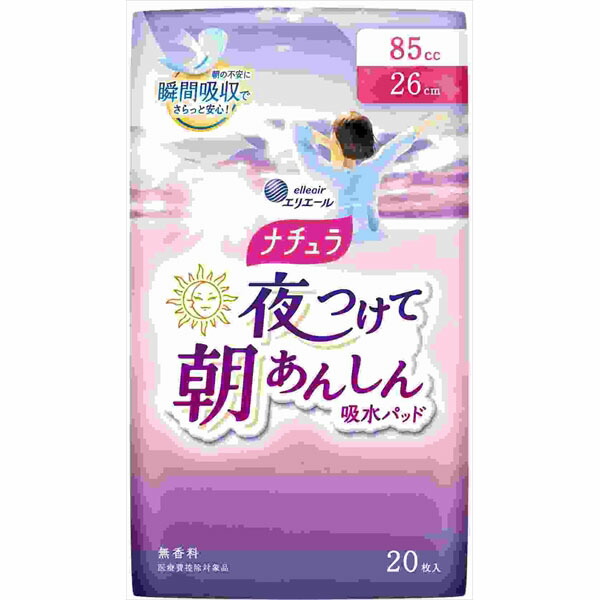 【24個セット】 ナチュラ夜つけて朝あんしん吸水パッド26cm85cc20枚 大王製紙 生理用品 備蓄 衛生用品 ナプキン 夜つけて朝あんしん 軽失禁 日用品 パット パッド 軽失禁パッド 紙おむつ 大王製紙ナチュラ 吸水 防災 排泄関連 ひまわり ケース｜ウルマックス 店