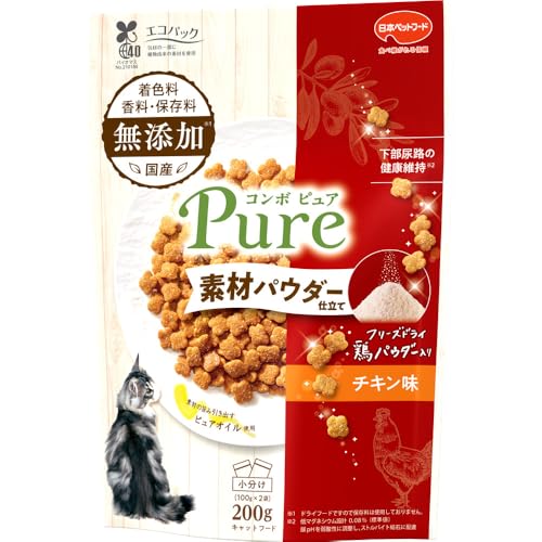 【12個セット】 日本ペットフード コンボ ピュア キャット チキン味・鶏パウダー仕立て 200g