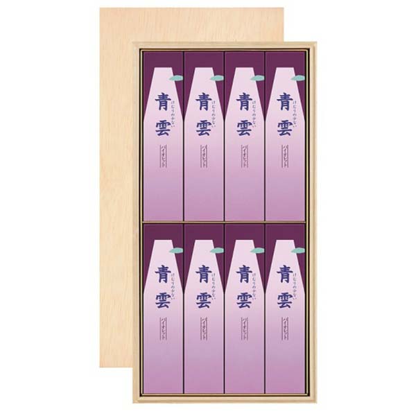 【5個セット】 日本香堂 青雲バイオレット 木箱進物 サック8入 包装品 煙少なめ バイオレット 青雲 お線香 仏具用品 さわやかな香り