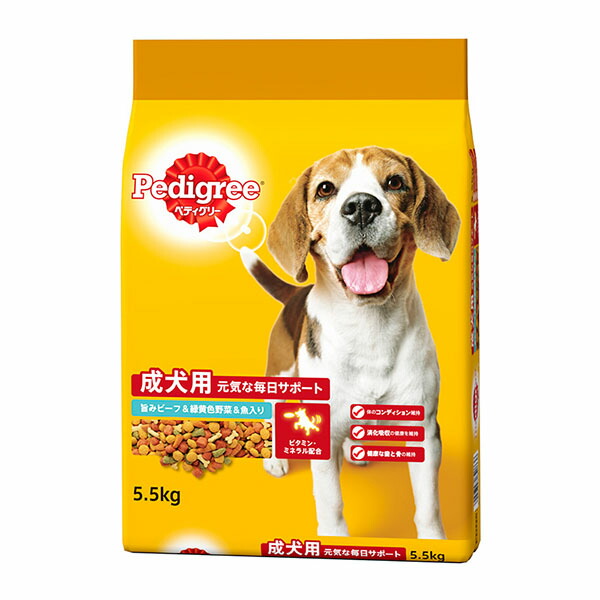ペディグリー 成犬用 旨みビーフ&緑黄色野菜&魚入り 5.5kg [ドッグフード・ドライ] ドッグフード ドックフート 犬 イヌ いぬ ドッグ ドック dog ワンちゃん 安心素材 価格は1個のお値段です