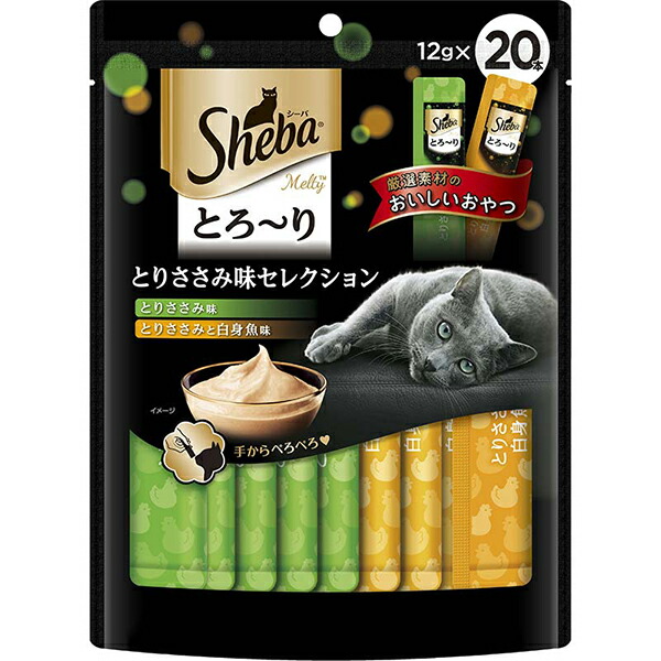 【10個セット】 マースジャパンリミテッド シーバ Sheba 猫用おやつ とろ~り メルティ とりささみ味セレクション 12g&times;20本入 パテ 猫 アダルト 全ての猫種 とろ りメルティ マースジャパン キャットフード ペットグッズ ペットフード おやつ トッピング 安心素材｜ウルマックス 店