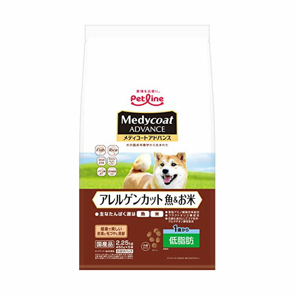 【6個セット】 ペットライン メディコートアドバンス アレルゲンカット 魚&お米 1歳から 低脂肪 2kg 安心素材｜ウルマックス 店