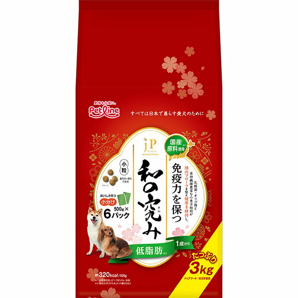 【6個セット】 ペットライン 新JPスタイル和の究み小粒低脂肪1歳 3kg