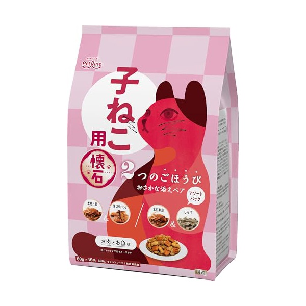 【12個セット】 ペットライン 懐石2つのごほうび子ねこ用600g