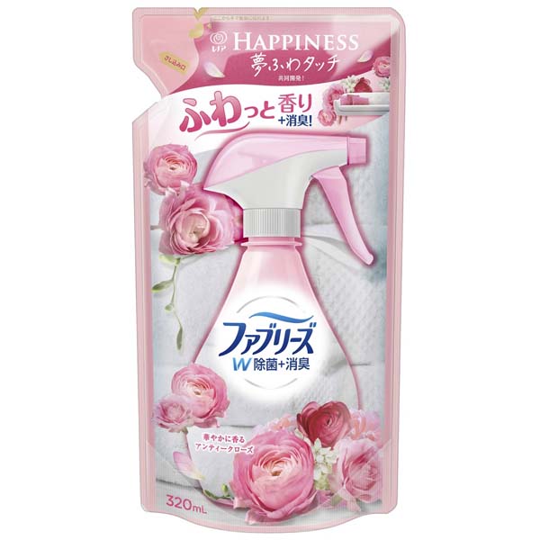 【24個セット】 ファブリーズ with レノアハピネス アンティークローズ&フローラルの香り つめかえ用 詰め替え用 詰め替え 本体 レノア 衛生用品 ツメカエ 布用 消耗品 住環境用品 除菌 フローラルの香り 芳香 トイレ用 掃除 スプレータイプ 洗剤｜ウルマックス 店