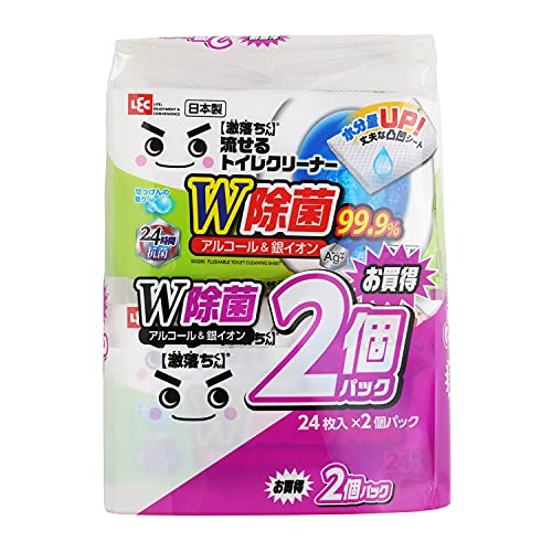 【24個セット】 レック 激落ちくん 流せる 除菌 トイレクリーナー 24枚入×2個 トイレ 掃除 シート 銀イオン 消臭 丈夫 日本製製 消臭効果 大掃除 グッズ 道具 トイレ用そうじシート 掃除用品 労働衛生用品 トイレ用品 激落ち トイレ掃除 クリーナー