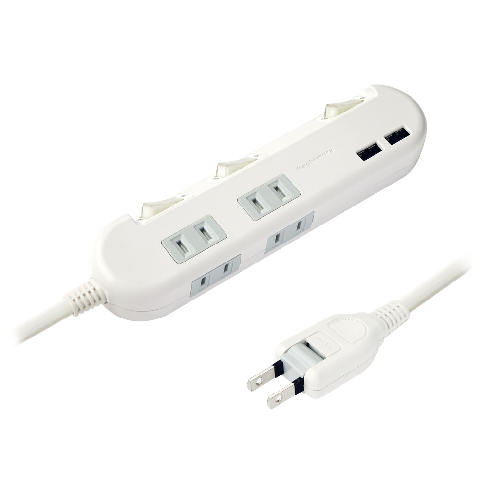 【5個仕掛ける】 カシムラ AC-010 4AC-2USB-3.4A SW 1.2m WH AC-010