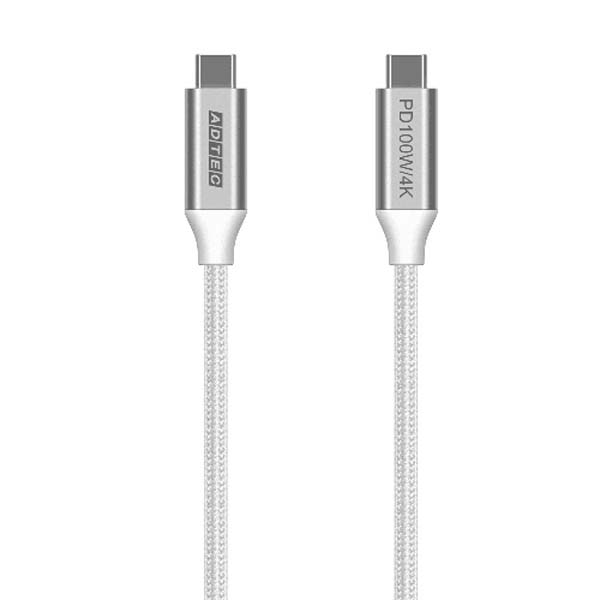 【5個セット】 アドテック USB-C to C ケーブル (4K・100W/10Gbps/2.0m) ホワイト 高品質 出力 送料無料