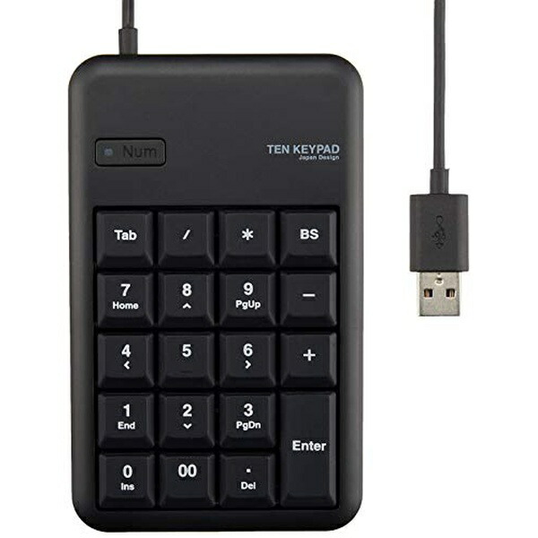 【3個セット】 エレコム TK-TCM014BK 2ポートUSB2.0ハブ付きコンパクトUSBテンキーパッド ブラック