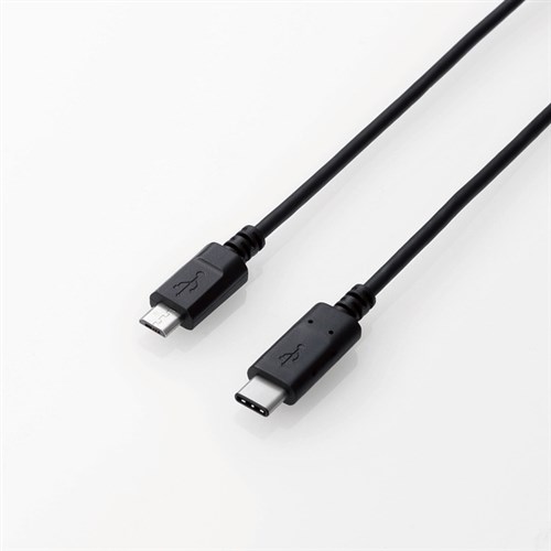 【5個セット】 エレコム U2C-CMB05NBK USB2.0ケーブル(認証品、C-microB) 0.5m