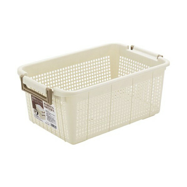 【36個仕掛ける】 持ち合い技研 重ね納める提げ篭M 象牙色 F26603 (納める 積み重ね 入れもの) 小物納める 深型 積み重ね能力のある 手持ち部分付 重ね納める提げ篭 提げ篭 納める 入れもの 積み重ね納める スタッキング可 収納家具納める 白いことデー 小物