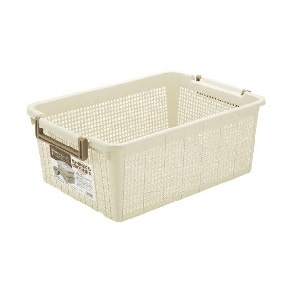 【20個仕掛ける】 持ち合い技研 重ね納める提げ篭L 象牙色 F35102 (納める 積み重ね 入れもの) 重ね納める提げ篭 御召しもの ランドリー 納めるボックス席 入れもの 受け取り人付き添い人 納める 天馬 積み重ね提げ篭 深型 積み重ね納める スタッキング可 収納家具納める