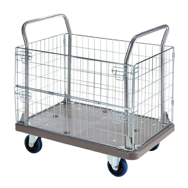 サンワサプライ CART-FA13GY かご付き台車 耐荷重300kg 金網 2段階開閉 滑り止め加工 倉庫 物流 グレー｜ウルマックス 店