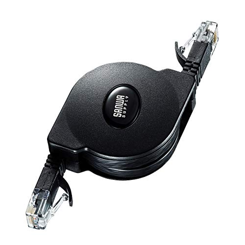 【6個セット】 サンワサプライ KB-MK19BK 自動巻取りCAT6A LANケーブル モデム用 ブラック 巻き取り 配線 コンパクト 自動巻取り収納式 便利 送料無料