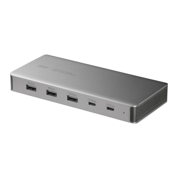 サンワサプライ USB-CVDK21 USB Type-C ドッキングステーション 2画面 4K 10-in-1 PD100W充電 HDMIx2 USB-Ax5 USB-Cx2 据え置き型 シルバー アダプタ|ウルマックス 店