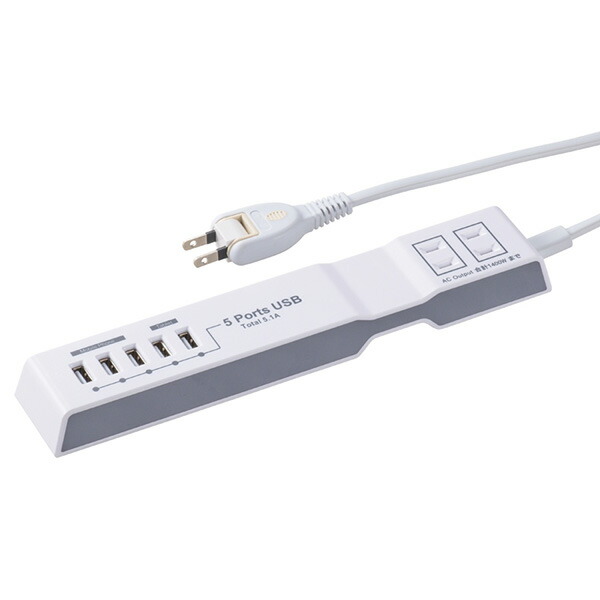 【5個書き割り】 オーム電機 HS-T215UD3-W ワット数水道栓 可動性申し受ける AC2個口+USB5個口 1.5m