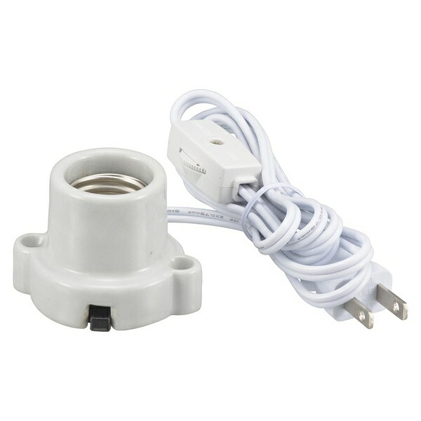 【10個セット】 オーム電機 HS-L2615ZRS-W 磁器レセップ (ロータリー式中間スイッチ付/コード付/1.5m/3A-250V 口金E26用/ホワイト)