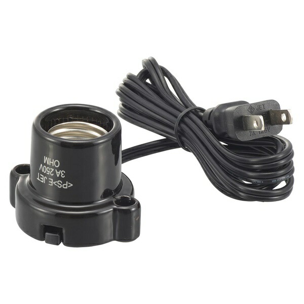 【10個セット】 オーム電機 HS-L2615ZR-K 磁器レセップ (コード付/1.5m/3A-250V 口金E26用/ブラック)