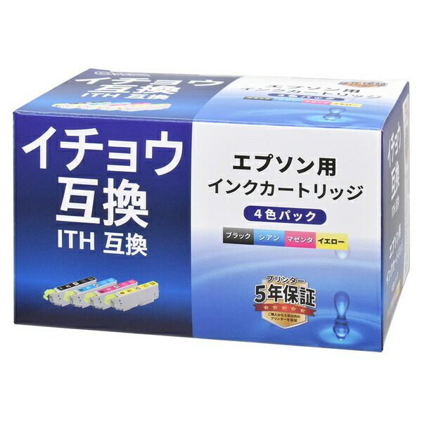 【3個セット】 オーム電機 INK-EITH-4P エプソン イチョウ ITH-6CL互換インク (4色パック) 7,553円