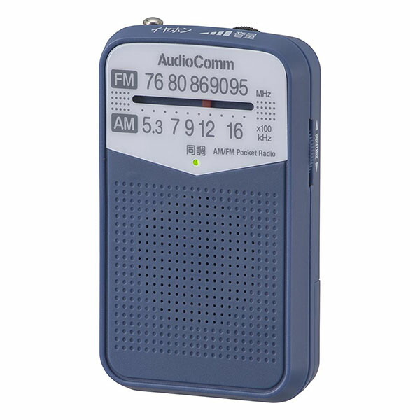 【10個セット】 オーム電機 RAD-P133N-A AM／FMポケットラジオ ブルー RADP133NA