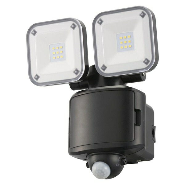 【10個仕掛ける】 オーム電機 LS-B65W2 防犯LED検出器ともし火 (650 ルーメン/昼光色/単2形×3本当て嵌める/防御することカテゴリー化IP44/2灯/黒いこと)