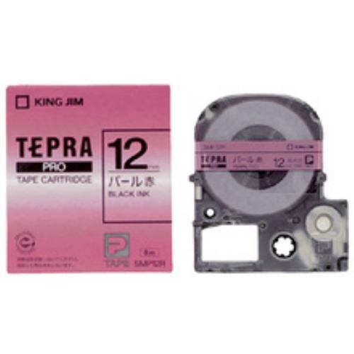 【10個セット】 カラーラベルテープ 「テプラPRO」(パール赤テープ／黒文字／12MM幅) SMP12R