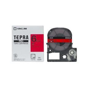 【10個セット】 カラーラベルテープ 「テプラPRO」(赤テープ／黒文字／6MM幅) SC6R