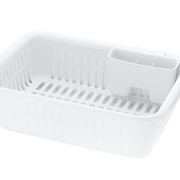 【14個セット】 リッチェル シェリー 水切りセット ホワイト L 水切りラック 水切りかご 抗菌 水切りバスケット 洗い桶 洗いおけ ディッシュラック カトラリーポケット 抗菌加工 キッチン 台所 カトラリーポケット付 水切り バット トレー 食器 受け皿