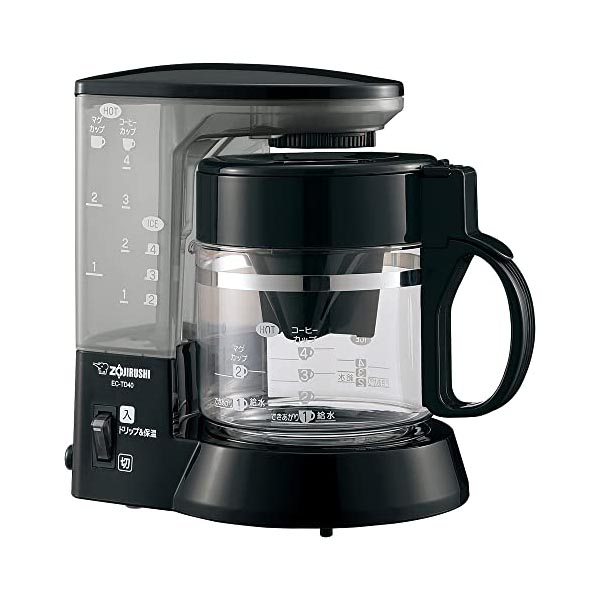 【2個セット】 象印 EC-TD40-BA コーヒーメーカー 4杯用 ガラス容器 水タンク固定式 ペーパーフィルター 珈琲通 540ml ブラック ZOJIRUSHI 象印マホービン 御祝 コーヒードリッパー 店舗 プレゼント メッセージカード 抽出 高品質