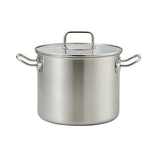 【2個セット】 ベストコ Bestco 寸胴鍋 サテン 22cm エコーズ 軽い 見える ステンレス ガラス蓋付 IH対応 ND-6345 深型 新生活 ガス火 ふた なべ 軽くて見える キッチン用品 両手 ストックポット 両手鍋 オール熱源 直火 高品質
