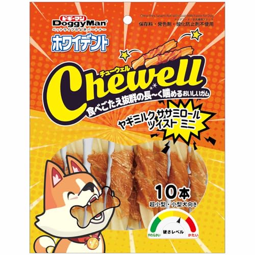 【12個仕掛ける】 ドギーマンハヤシ ホワイデント Chewell ヤギミルクササミロールツイストミニ 10本