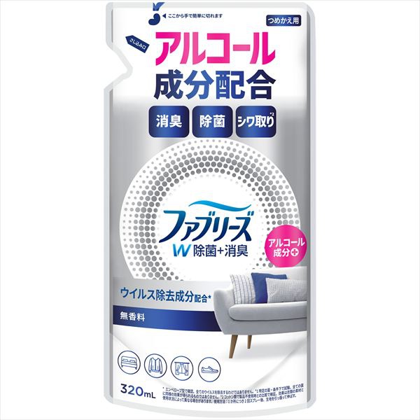 【24個セット】 ファブリーズ W除菌+消臭 無香料 アルコール成分入り 詰替え｜ウルマックス 店