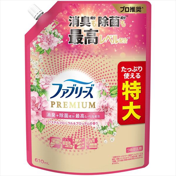 【12個セット】 ファブリーズ W除菌+消臭 プレミアム パステルフローラル&ブロッサムの香り 詰替え 特大サイズ|ウルマックス 店