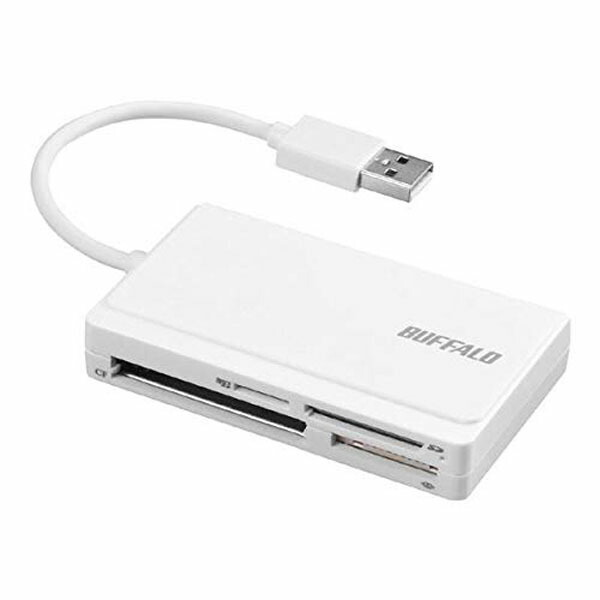 【6個セット】 バッファロー BSCR300U2WH USB2.0 マルチカードリーダー ケーブル収納モデル（ホワイト） ホワイト ケーブル収納 サプライ カードリーダー ケーブル収納モデル メモリ 送料無料｜ウルマックス 店