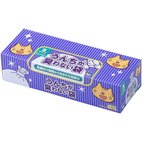 【10個書き割り】 クリロン化成 うんちが臭わない袋 BOS 猫用 箱型 S大きさ 200枚入