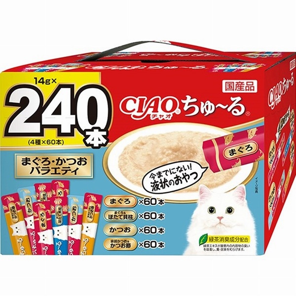 【3個書き割り】 いなば愛玩動物ボンネット CIAOちゅ～る まぐろ・かつお多種多様さBOX 14g×240本入