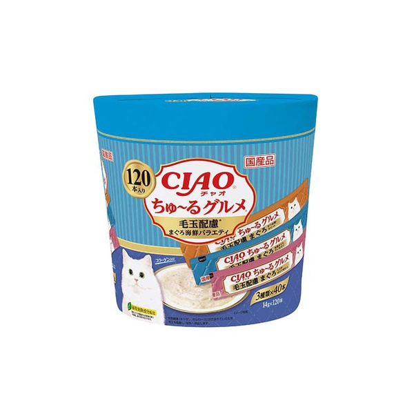 【3個書き割り】 いなば愛玩動物ボンネット CIAO ちゅ～る食い道楽 毛玉思ん量り まぐろ海鮮多種多様さ 14g×120本