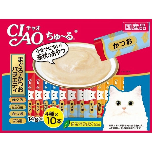 【10個仕掛ける】 いなば愛玩動物ボンネット CIAO ちゅ～る まぐろ・かつお多種多様さ 14g×40本 SC-132