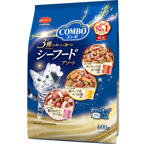 【12個セット】 日本ペットフード コンボ キャット シーフードアソート 600g (120g&times;5)｜ウルマックス 店